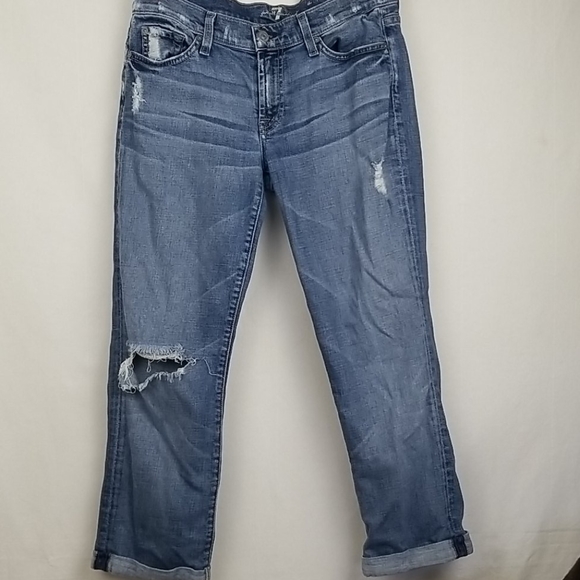 SOLD7 For All Mankind Skinny Crop & Roll Jeans Sz 27 - Picture 2 of 11